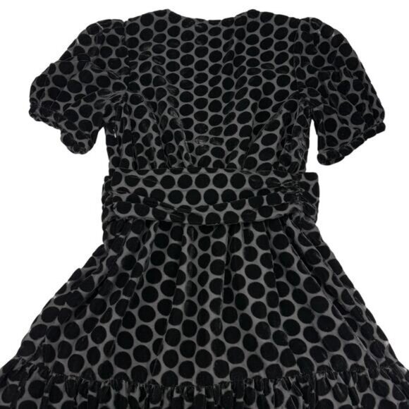 Zara Velvet Polka Dot Mini Dress With Puff Sleeves Size Small - Picture 10 of 10